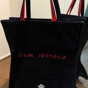 Club Monaco velvet tote shopping bag